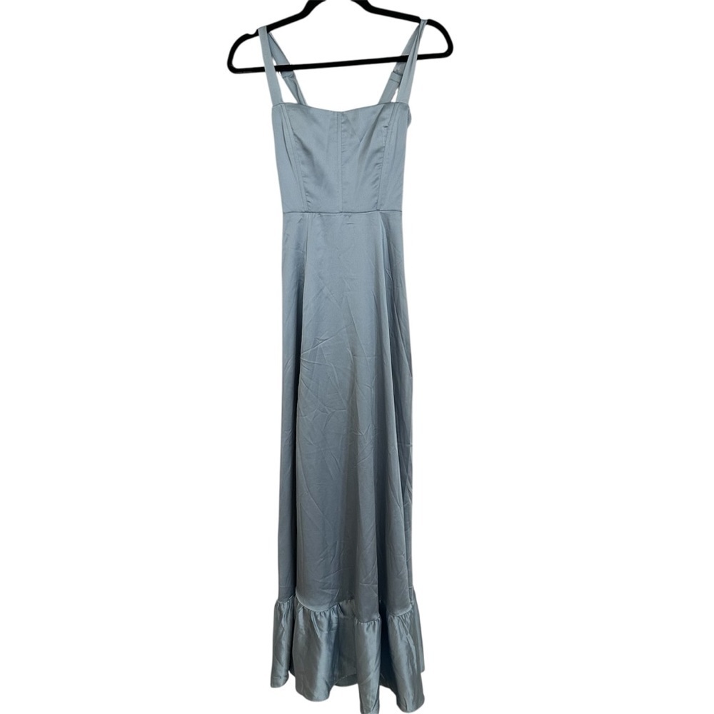 Show Me Your MuMu Women’s Clarissa Corset in Steel Blue Luxe Satin Sz XS NWOT